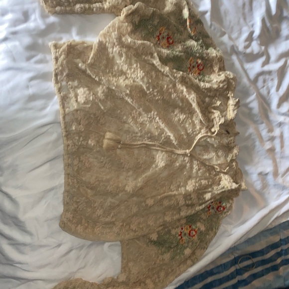 Free People Floral Lace Blouse in Cream and Red - Picture 5 of 5